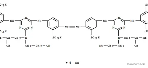 1,4-벤젠디술폰산, 2,2'-[1,2-에텐디일비스[(3-술포-4,1-페닐렌)이미노[6-[(2-시아노에틸)(2-히드록시프로필)아미노]-1,3,5, 4,2-트리아진-XNUMX-디일]이미노]비스-, 육나트륨염