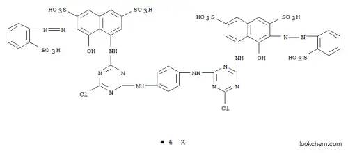 4,4′-[1,4-フェニレンビス[イミノ(6-クロロ-1,3,5-トリアジン-4,2-ジイル)イミノ]]ビス[5-ヒドロキシ-6-[(2-ポタシオスルホフェニル)アゾ]-2,7-ナフタレンジスルホン酸ジカリウム]
