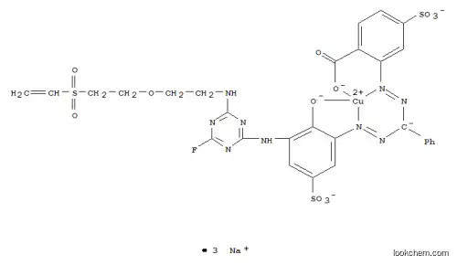 [2-({[2-(3-{[4-フルオロ-6-({2-[2-(ビニルスルホニル)エトキシ]エチル}アミノ)-1,3,5-トリアジン-2-イル]アミノ}-2-(オキシド-κO)-5-スルホナトフェニル)ジアザン-2-イド-1-イリデン-κN2](フェニル)メチル}ジアゼニル-κN1)-4-スルホナトベンゾアト-κO]銅酸(3-)三ナトリウム