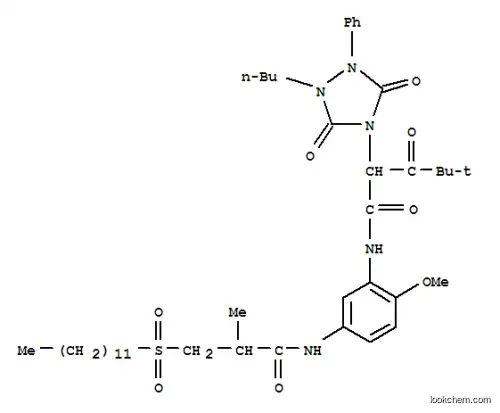 2-(2-ブチル-1-フェニル-3,5-ジオキソ-1,2,4-トリアゾリジン-4-イル)-5′-(3-ドデシルスルホニル-2-メチルプロピオンアミド)-2′-メトキシ-4,4-ジメチル-3-オキソペンタンアニリド
