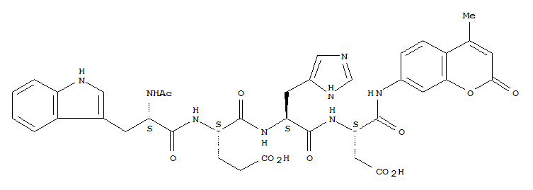 N-Acetyl-L-tryptophyl-L-α-glutamyl-L-histidyl-N-(4-methyl-2-oxo-2H-1-benzopyran-7-yl)-L-α-asparagine
