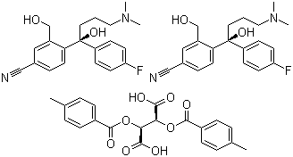 (-)-4-(4-Dimethylamino)-1-(4-fluorophenyl)-1-(hydroxybuty)-3-hydroxymethyl)-benzonitrilehemiD-(+)-di-p-toloyltartaricacidsalt