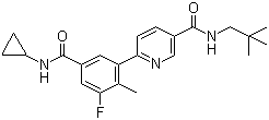 Losmapimod(GW856553X);GW856553;GSK-AHAB;3-Pyridinecarboxamide,6-[5-[(cyclopropylamino)carbonyl]-3-fluoro-2-methylphenyl]-N-(2,2-dimethylpropyl)-