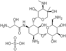 IsepamicinSulphate;Isepamicine(Isepamycin;sch21420)Sulphate;O-6-amino-6-deoxy-α-D-glucopyranosyl-(1→4)-O-[3-deoxy-4-C-methyl-3-(methylamino)-β-L-arabinopyranosyl-(1→6)]-N1-[(3S)-3-amino-2-hydroxy-