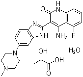 Dovitinib(TKI258)Lactate;4-Amino-5-fluoro-3-[6-(4-methyl-1-piperazinyl)-1H-benzimidazol-2-yl]-2(1H)-quinolinone2-hydroxypropanoate