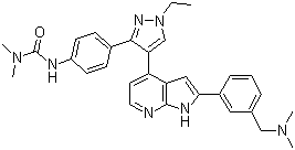 GSK1070916;3-(4-(4-(2-(3-((dimethylamino)methyl)phenyl)-1H-pyrrolo[2,3-b]pyridin-4-yl)-1-ethyl-1H-pyrazol-3-yl)phenyl)-1,1-dimethylurea
