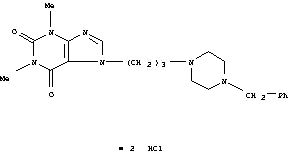 테오필린, 7-(3-(4-벤질-1-피페라지닐)프로필)-, 디히드로클로라이드