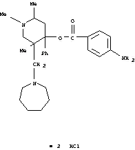 [5- (아제 판 -1- 일 메틸) -1,2,5- 트리메틸 -4- 페닐 -4- 피 페리 딜] 4- 아미노 베 엔조 에이트 디 히드로 클로라이드