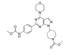WYE-354;4-[6-[4-[(methoxycarbonyl)amino]phenyl]-4-(4-morpholinyl)-1H-pyrazolo[3,4-d]pyrimidin-1-yl]-1-piperidinecarboxylicacidmethylester