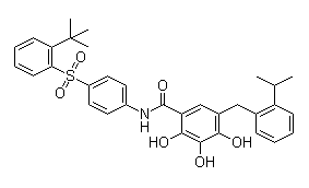 TW-37;5-(2-isopropylbenzyl)-N-(4-(2-tert-butylphenylsulfonyl)phenyl)-2,3,4-trihydroxybenzamide