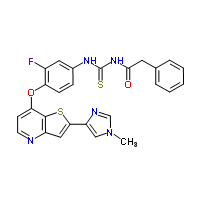 MGCD-265;N-[[[3-fluoro-4-[[2-(1-methyl-1H-imidazol-4-yl)thieno[3,2-b]pyridin-7-yl]oxy]phenyl]amino]thioxomethyl]-benzeneacetamide