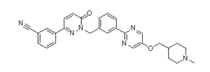 Tepotinib(EMD1214063);MSC2156119;Benzonitrile,3-[1,6-dihydro-1-[[3-[5-[(1-methyl-4-piperidinyl)methoxy]-2-pyrimidinyl]phenyl]methyl]-6-oxo-3-pyridazinyl]-