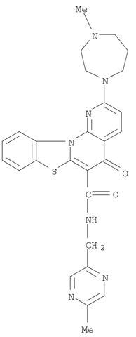 CX-5461;5H-Benzothiazolo[3,2-a][1,8]naphthyridine-6-carboxamide,2-(hexahydro-4-methyl-1H-1,4-diazepin-1-yl)-N-[(5-methyl-2-pyrazinyl)methyl]-5-oxo-