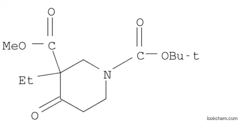 Molecular Structure of 324769-00-8 (1-TERT-BUTYL 3-METHYL 3-ETHYL-4-OXOPIPERIDINE-1,3-DICARBOXYLATE)