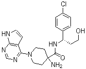 AZD5363;4-Piperidinecarboxamide,4-amino-N-[(1S)-1-(4-chlorophenyl)-3-hydroxypropyl]-1-(7H-pyrrolo[2,3-d]pyrimidin-4-yl)-