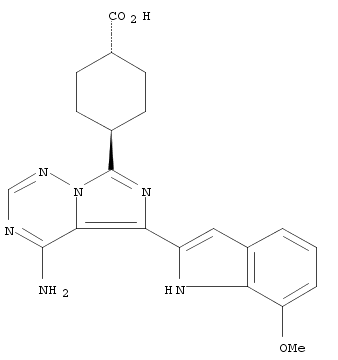 OSI-027;ASP4786;(1r,4r)-4-(4-amino-5-(7-methoxy-1H-indol-2-yl)imidazo[1,5-f][1,2,4]triazin-7-yl)cyclohexanecarboxylicacid