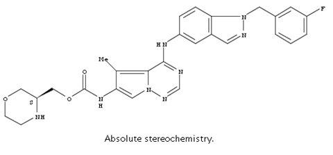 AC480(BMS-599626);(S)-morpholin-3-ylmethyl4-(1-(3-fluorobenzyl)-1H-indazol-5-ylamino)-5-methylpyrrolo[1,2-f][1,2,4]triazin-6-ylcarbamate