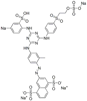 テトラナトリウム=3-{2-メチル-4-{4-{4-[2-(オキシドスルホニルオキシ)エチルスルホニル]アニリノ}-6-(4-スルホナトアニリノ)-1,3,5-トリアジン-2-イルアミノ}フェニルアゾ}-1,5-ナフタレンジスルホナート