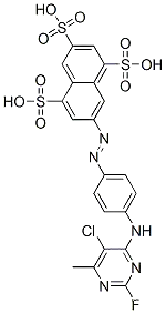 7-[[4-[(5-クロロ-2-フルオロ-6-メチル-4-ピリミジニル)アミノ]フェニル]アゾ]-1,3,5-ナフタレントリスルホン酸