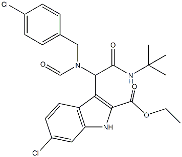 YH239-EE;Ethyl3-(2-(tert-butylamino)-1-(N-(4-chlorobenzyl)formamido)-2-oxoethyl)-6-chloro-1H-indole-2-carboxylate