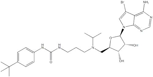 3-[3-({[(2R,3S,4R,5R)-5-{4-アミノ-5-ブロモピロロ[2,3-d]ピリミジン-7-イル}-3,4-ジヒドロキシオキソラン-2-イル]メチル}(イソプロピル)アミノ)プロピル]-1-(4-tert-ブチルフェニル)尿素
