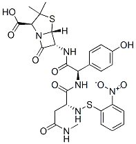 (2S,5R,6R)-6-[(2R)-2-(4-ヒドロキシフェニル)-2-[(2R)-3-(メチルカルバモイル)-2-{[(2-ニトロフェニル)スルファニル]アミノ}プロパンアミド]アセトアミド]-3,3-ジメチル-7-オキソ-4-チア-1-アザビシクロ[3.2.0]ヘプタン-2-カルボン酸