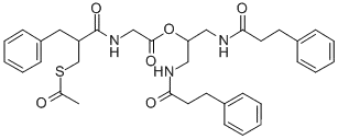 글리신, N-(2-((아세틸티오)메틸)-1-옥소-3-페닐프로필)-, 2-((1-옥소-3-페닐프로필)아미노)-1-(((1-옥소-3-페닐프로필)아미노)메틸)에틸 에스테르, (+-)-
