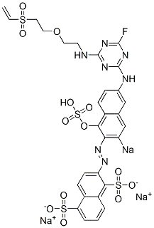 2-[6-[4-フルオロ-6-[2-(2-ビニルスルホニルエトキシ)エチルアミノ]-1,3,5-トリアジン-2-イルアミノ]-1-ヒドロキシ-3-ソジオスルホ-2-ナフチルアゾ]-1,5-ナフタレンジスルホン酸二ナトリウム