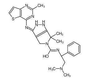 PF-3758309;PF-03758309;N-[(1S)-2-(dimethylamino)-1-phenylethyl]-6,6-dimethyl-3-[(2-methylthieno[3,2-d]pyrimidin-4-yl)amino]-4,6-dihydropyrrolo[3,4-c]pyrazole-5(1H)-carboxamide