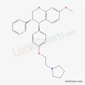 Molecular Structure of 33382-06-8 (1-(2-{4-[(3R,4S)-7-methoxy-3-phenyl-3,4-dihydro-2H-chromen-4-yl]phenoxy}ethyl)pyrrolidine)
