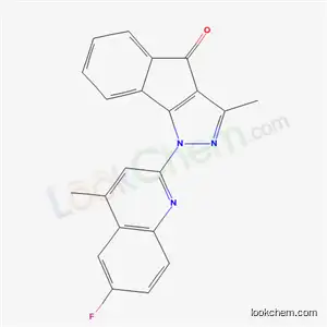 Molecular Structure of 130946-67-7 (1-(6-fluoro-4-methylquinolin-2-yl)-3-methylindeno[1,2-c]pyrazol-4(1H)-one)