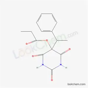 Molecular Structure of 37431-38-2 (5-(1-Phenylethyl)-5-propionyloxybarbituric acid)