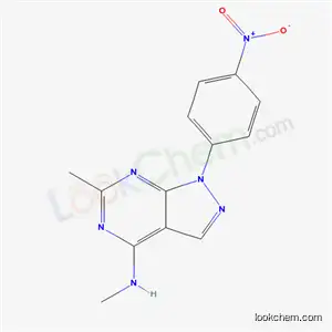 Molecular Structure of 5326-79-4 (N,6-dimethyl-1-(4-nitrophenyl)-1H-pyrazolo[3,4-d]pyrimidin-4-amine)