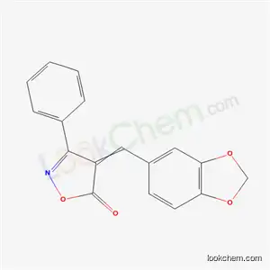 Molecular Structure of 6286-57-3 (4-(1,3-benzodioxol-5-ylmethylidene)-3-phenyl-1,2-oxazol-5(4H)-one)