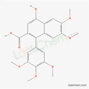Molecular Structure of 6305-50-6 (4-hydroxy-6,7-dimethoxy-1-(3,4,5-trimethoxyphenyl)naphthalene-2-carboxylic acid)
