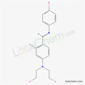 Molecular Structure of 1841-73-2 (4-{(E)-[(4-fluorophenyl)imino]methyl}-N,N-bis(2-iodoethyl)-3-methylaniline)