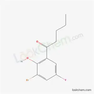 Molecular Structure of 1813-21-4 (1-(3-bromo-5-fluoro-2-hydroxyphenyl)pentan-1-one)