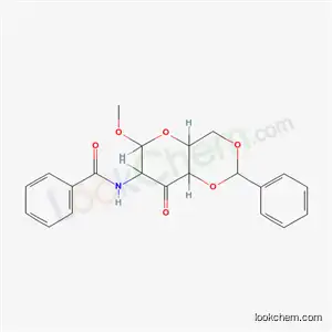 Molecular Structure of 4153-21-3 (methyl 2-(benzoylamino)-4,6-O-benzylidene-2-deoxyhexopyranosid-3-ulose)