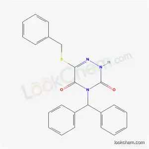 Molecular Structure of 20029-37-2 (6-(benzylsulfanyl)-4-(diphenylmethyl)-1,2,4-triazine-3,5(2H,4H)-dione)