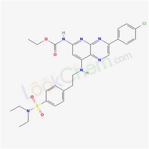 ethyl N-[3-(4-chlorophenyl)-7-[2-[4-(diethylsulfamoyl)phenyl]ethylamino]-2,5,10-triazabicyclo[4.4.0]deca-1,3,5,7,9-pentaen-9-yl]carbamate cas  19270-41-8