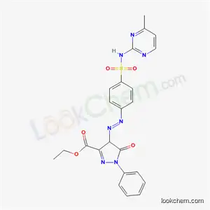 Molecular Structure of 29822-06-8 (ethyl 4-[(E)-{4-[(4-methylpyrimidin-2-yl)sulfamoyl]phenyl}diazenyl]-5-oxo-1-phenyl-4,5-dihydro-1H-pyrazole-3-carboxylate)