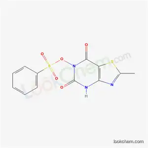 Molecular Structure of 18903-25-8 (2-methyl-6-[(phenylsulfonyl)oxy][1,3]thiazolo[4,5-d]pyrimidine-5,7(4H,6H)-dione)