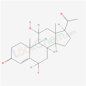 17-acetyl-6-fluoro-11-hydroxy-10,13-dimethyl-1,2,6,7,8,9,11,12,14,15,16,17-dodecahydrocyclopenta[a]phenanthren-3-one cas  433-85-2