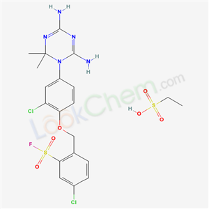 5-chloro-2-[[2-chloro-4-(4,6-diamino-2,2-dimethyl-1,3,5-triazin-1-yl)phenoxy]methyl]benzenesulfonyl fluoride; ethanesulfonic acid cas  31000-09-6
