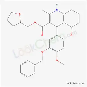 Molecular Structure of 5804-29-5 (tetrahydrofuran-2-ylmethyl 4-[3-(benzyloxy)-4-methoxyphenyl]-2-methyl-5-oxo-1,4,5,6,7,8-hexahydroquinoline-3-carboxylate)