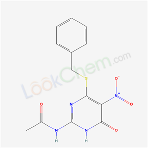 N-(4-benzylsulfanyl-5-nitro-6-oxo-1H-pyrimidin-2-yl)acetamide cas  51471-46-6