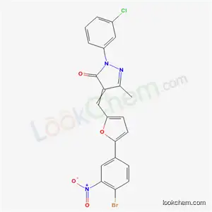 Molecular Structure of 4443-41-8 (4-{[5-(4-bromo-3-nitrophenyl)furan-2-yl]methylidene}-2-(3-chlorophenyl)-5-methyl-2,4-dihydro-3H-pyrazol-3-one)