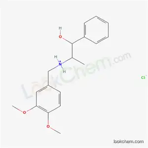Molecular Structure of 18864-10-3 (N-(3,4-dimethoxybenzyl)-1-hydroxy-1-phenylpropan-2-aminium chloride)