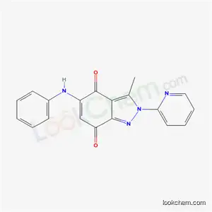 Molecular Structure of 53486-10-5 (3-methyl-5-(phenylamino)-2-(pyridin-2-yl)-2H-indazole-4,7-dione)