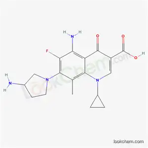 Molecular Structure of 167888-21-3 (5-amino-7-(3-aminopyrrolidin-1-yl)-1-cyclopropyl-6-fluoro-8-methyl-4-oxo-1,4-dihydroquinoline-3-carboxylic acid)